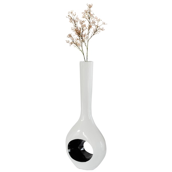 Uniquewise Tall Floor Vase, White Vase with Hole Inside Black 45 Inch Vase, Tall Vase for Home Dcor, Interior Decoration, Modern Floor Vase, Tall Vases for Floor QI004003 - main